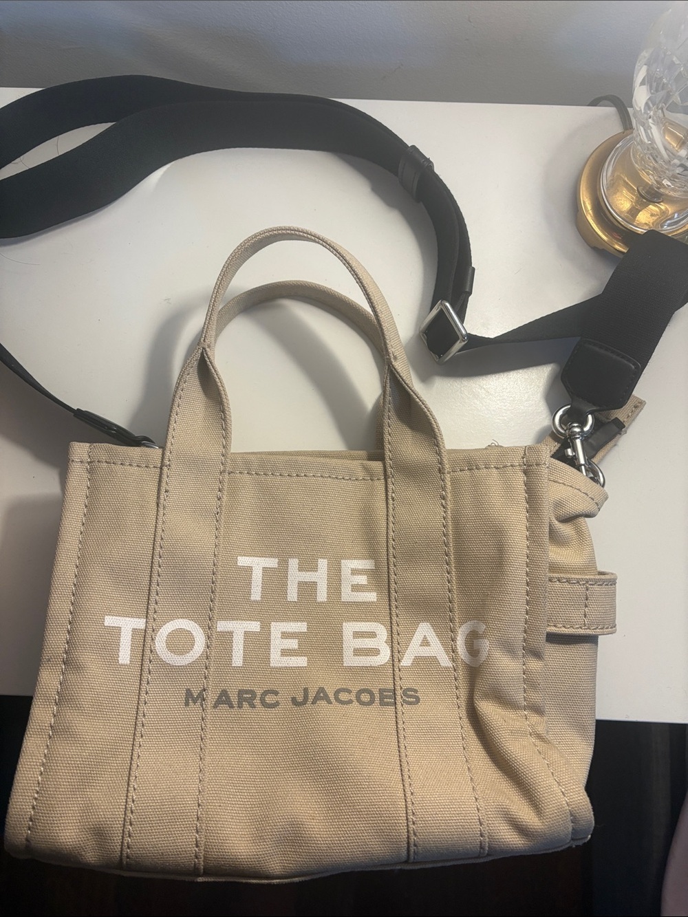 Marc Jacobs Beige Canvas Mini Tote with White Logo - Picture 2 of 5